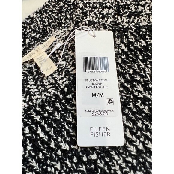 NWT Eileen Fisher Size M Round Neck Boxy Sweater - Black MSRP $268 - Picture 8 of 13